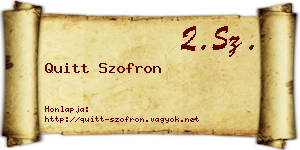 Quitt Szofron névjegykártya